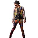 Colorful Flower Printing Splice Men Slim Fit Casual Suit Jacket Blazers Coat Male Dancer Singer DJ F