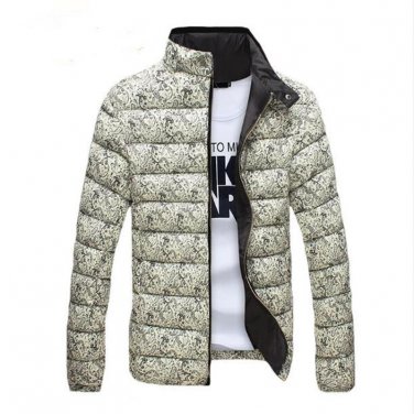 Mens 2017 Cool Autumn Winter Down Jacket Plus Size Coat For Cotton Warm Bodybuilding Man Flower Prin