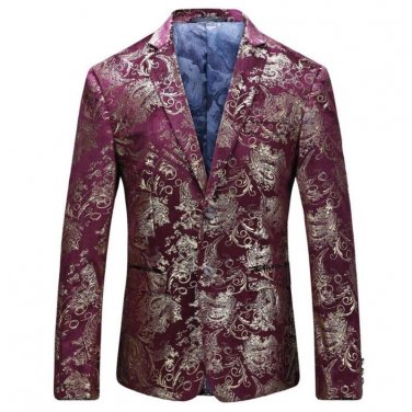Flower Blazer Plus Size Jacket male slim fashion men\'s fashion personality flat flannelette print c