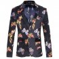Mens Velvet Jacket Blazers Long Sleeve Butterfly Flower Printed Floral Coat Male Wedding Formal Dres
