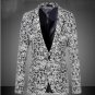 Mens Velvet Jacket Blazers Long Sleeve Butterfly Flower Printed Floral Coat Male Wedding Formal Dres