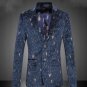 Mens Velvet Jacket Blazers Long Sleeve Butterfly Flower Printed Floral Coat Male Wedding Formal Dres