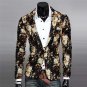 Mens Floral Suit Blazer Jacket Coat Slim Fit Linen Printed Flower Blazer Retro High Quality Casual D