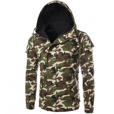 New Windbreaker Camouflage Jacket Men Spring Fashion Hooded Design Mens Slim Jacket Blouson Homme Ca