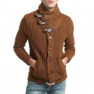Turtleneck Sweater Men Pull Homme 2017 Horn Button Design Cardigan Men Casual Pocket Slim Fit Mens K