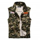 DIMUSI Men Denim Vest Vintage Sleeveless Washed Jeans Army Military waistcoat Man Cowboy Camouflage 