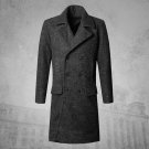2017 Men new winter woolen double breasted coat metrosexual man long coat European style warm slim f