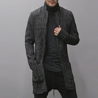 2017 Men autumn winter new black gray mixed color coarse cardigan men slim fashion cotton European s