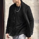 Winter 2017 Mens new design warm black cardigan slim cotton with pockets metrosexual man plush furry