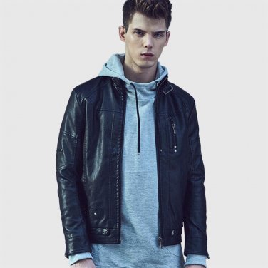 Men Leather Jacket Winter PU leather Jackets Casual Coats Jaqueta Masculina Couro Stand Collar Warm 