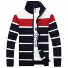 Collar cardigan casual sweater loose size stripe knit wool coat autumn and winter