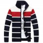 Collar cardigan casual sweater loose size stripe knit wool coat autumn and winter