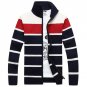 Collar cardigan casual sweater loose size stripe knit wool coat autumn and winter