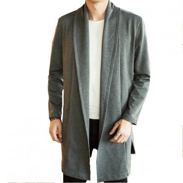 2017 Men Long Thin Cardigan Mens Solid Sweaters Cardigan Trench Man Black Sweater Knitwear Male Cloa