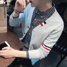 2017 New Style Men\'s Cashmere Cardigan Sweater Coat V-Neck Male Thin Striped Pockets Mens Knitting 