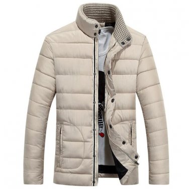 2015 Winter Style Men Keep Warm Cotton Coat Knitting Stand Collar Jacket Casual Wear Y00125