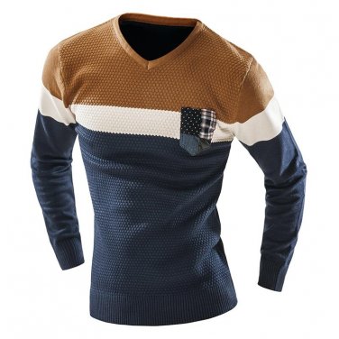 Autumn new models V neck long-sleeved men\'s sweater pullover thin coat Men\'s Clothing Sweaters