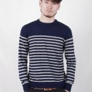 2016 Spring Autumn Men\'s clothing Striped Button Design O-Neck Long Sleeve Knitted Pullovers Sweate
