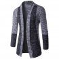 2017 winter Men Solid Slim Trench Coat Long Sleeve Jacket Cardigan Knit Knitwear Jackets England Sty