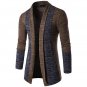 2017 winter Men Solid Slim Trench Coat Long Sleeve Jacket Cardigan Knit Knitwear Jackets England Sty