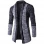 2017 winter Men Solid Slim Trench Coat Long Sleeve Jacket Cardigan Knit Knitwear Jackets England Sty