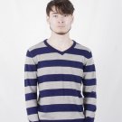 2016 Spring Autumn Men\'s Striped Stripes V-Neck Jersey Knitted Sweaters Fashion Casual Male Pullove
