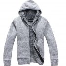 Hot 2017 new Men\'s Fashion winter Knitted jacket Coat Cotton Hooded thick white cardigan sweater Sw
