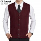 Casacos Autumn Winter Middle-aged Wool Vest Male Cardigan V-neck Knitting Vest Sleeveless Sweater Wa