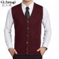 Casacos Autumn Winter Middle-aged Wool Vest Male Cardigan V-neck Knitting Vest Sleeveless Sweater Wa
