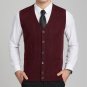 Casacos Autumn Winter Middle-aged Wool Vest Male Cardigan V-neck Knitting Vest Sleeveless Sweater Wa