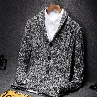 Men sweater 2017 new spring and autumn thin cardigan turn-down collar sweater male slim V-neck knitt