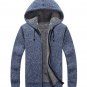 New Winter Knitting Cardigan Male Casual Sweater Men Hooded Coats 2017 Brand Casual Zipper Velvet Ho