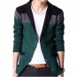 SHIERXI Autumn Coat Men Blazers Fashion Stitching Knitting Men Suit Slim Cotton Jacket For Men Casua