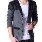 SHIERXI Autumn Coat Men Blazers Fashion Stitching Knitting Men Suit Slim Cotton Jacket For Men Casua