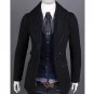 New 2014 Winter Brand Fashion Knitted Collar Woolen Mens Coats Double Breasted Slim Fit Thicken Oute