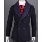 New 2014 Winter Brand Fashion Knitted Collar Woolen Mens Coats Double Breasted Slim Fit Thicken Oute