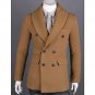 New 2014 Winter Brand Fashion Knitted Collar Woolen Mens Coats Double Breasted Slim Fit Thicken Oute