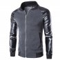 2016 New Arrival Fashion Men\'s PU Leather Mandarin Collar Sleeves Patchwork Baseball Jacket Coat La