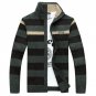 Men\'s Sweaters Winter Warm Thick Sweatercoat Zipper Cardigan Striped Men Sweaters Brand Knitwear Ma
