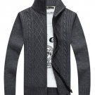 Mens Autumn Winter Warm Pure Color Cardigan Sweater Men Cotton Casual Turn-Down Collar Jumpers Coat 