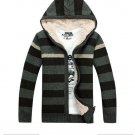 Mens Winter Cardigan Sweater Fur Wool Lining Zip Knitted coat Hooded Warm M-3XL Top Quality 140