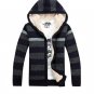 Mens Winter Cardigan Sweater Fur Wool Lining Zip Knitted coat Hooded Warm M-3XL Top Quality 140