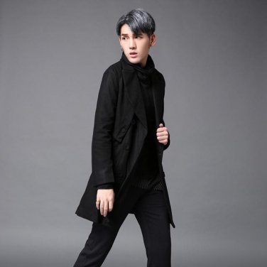 Autumn winter men woolen trench coat male fashion casual long trench jacket thick outwear overcoat m