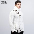 New Quality Brand Fashion Mens Knitted Sweaters Coat Lapel Male Winter Thicken Fleece Duffel Warm Ja