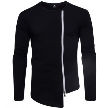 HOT 2017 Autumn winter pure color side zippers casual black white O-Neck crossfit coats leisure long