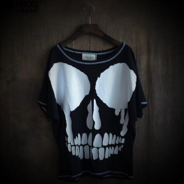 Han edition personality rock hip-hop alternative non-mainstream short sleeve T-shirt Skull printing 