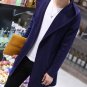 Autumn Winter 2017 Long Hooded Jacket Coat Men Solid Knitted Manteau Coat Male Windbreaker Open Stit