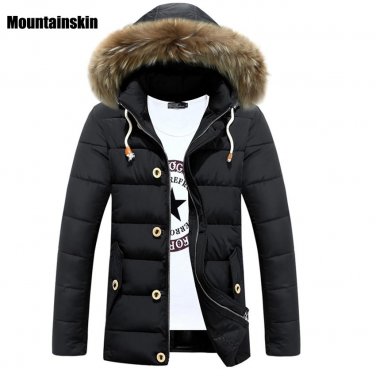Mountainskin 2017 Winter Men\'s Jackets Fur Collar Long Parkas Men Overcoats Thick Casual Hooded Mal