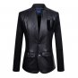 2015 Knit Sleeve Stitching Leather Suit Men\'S Leisure Plus Size Patchwork Leather Blazer Fashion Mo