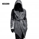 Spring autumn men\'s long trench coat punk style fashion cardigan hooded windbreaker jacket male cas